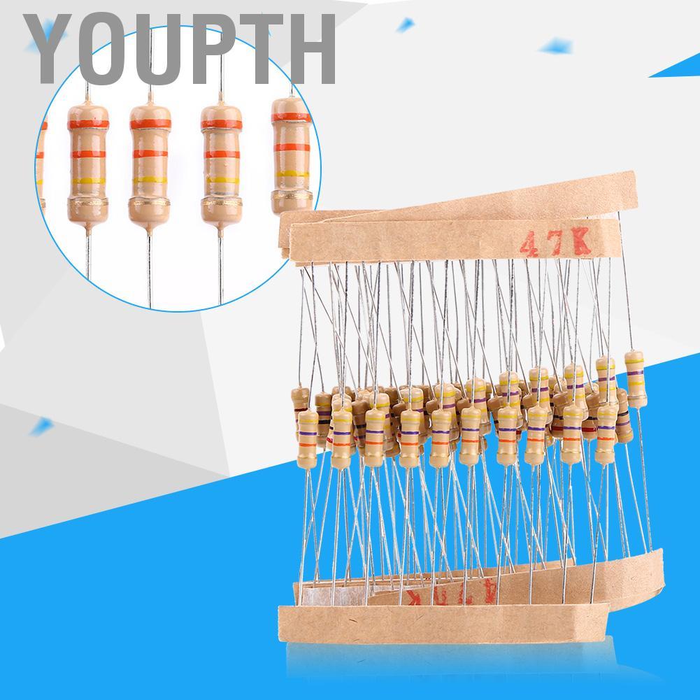 Youpth 1000 ชิ้น 1/2W1-10M ohm ตัวต้านทานฟิล์มคาร์บอนการแบ่งประเภทส่วนประกอบอิเล็กทรอนิกส์สำหรับ Ele