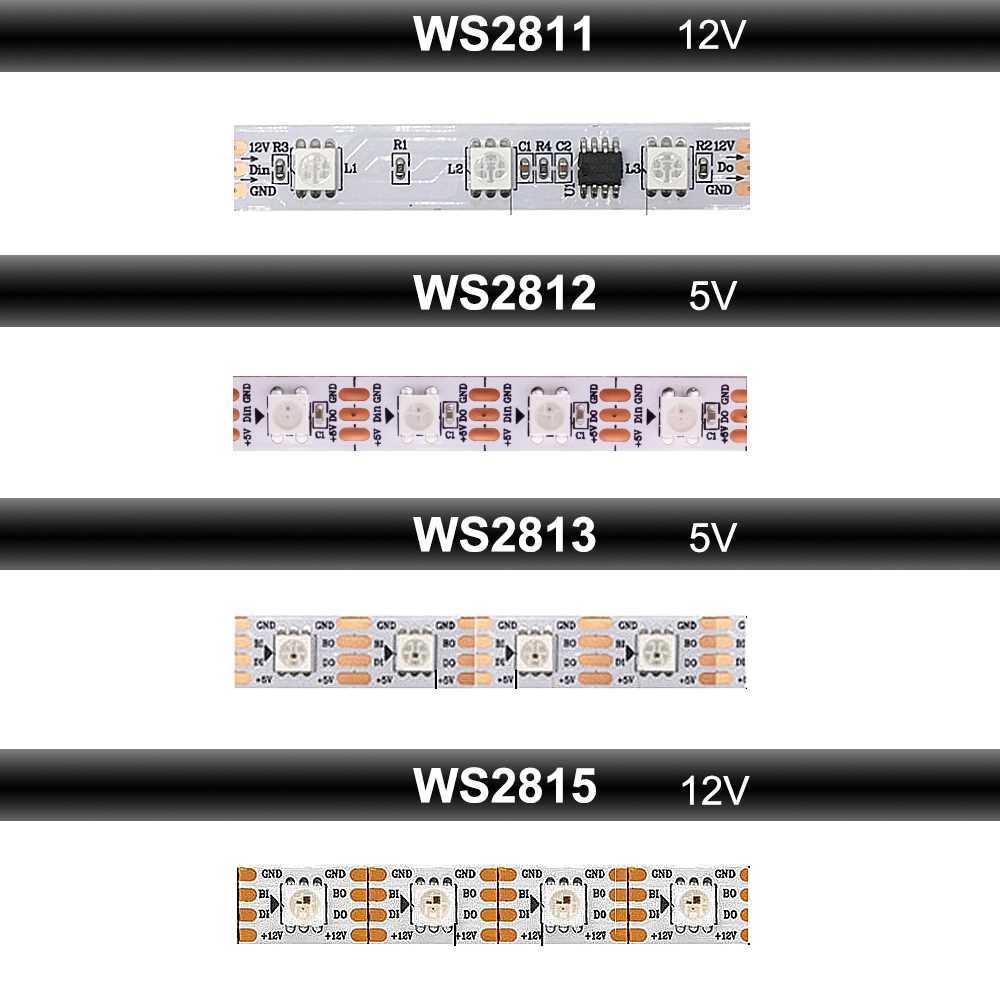 WS2812B WS2813 WS2815 WS2811 RGB LED Strip แอดเดอร์อย่างเป็นรายบุคคล