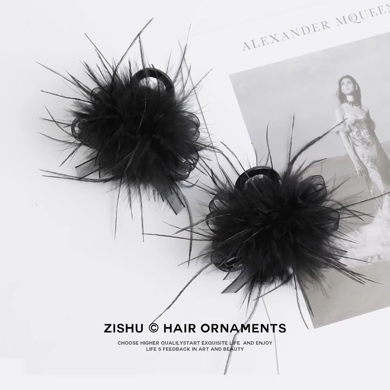 คลิปหนีบผมดีไซน์ขนเป็ดตาข่าย สไตล์หรูหรา ลายเสาร์ฟินสำหรับสวมบนศีรษะ