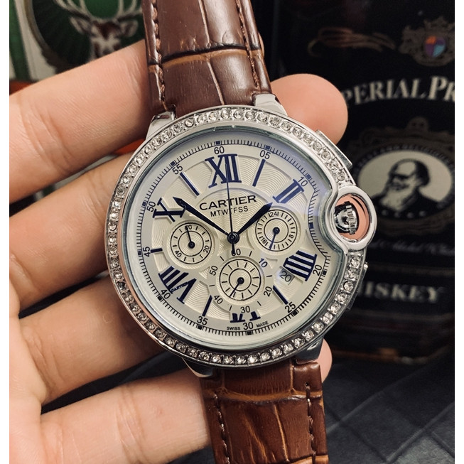 CARTIER CARTIER Round Series Mechanical Watch นาฬิกาผู้ชาย Rui Watch หน้าปัดสีเงิน ตัวเรือนสแตนเลส ส