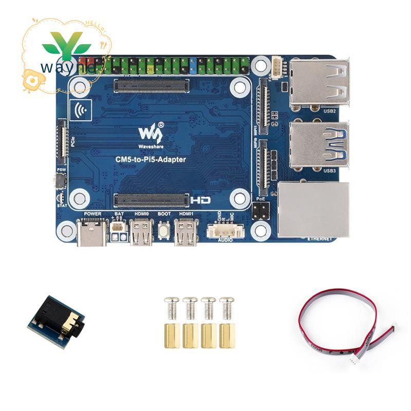 สําหรับ CM5 ถึง Pi 5 อะแดปเตอร์พร้อมอินเทอร์เฟซ USB GPIO 4-Ch รองรับการเชื่อมต่อไมโครโฟนสําหรับ RPi 
