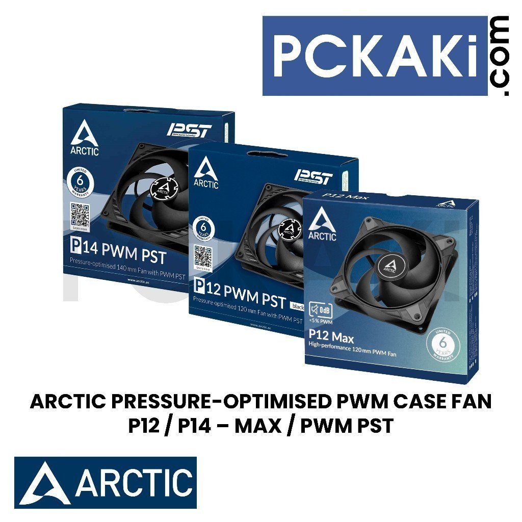 ARCTIC P12 P14 - MAX / PST PWM / SLIM / WHITE 120mm 140mm PRESSURE OPTIMISED AIRFLOW CASE FAN