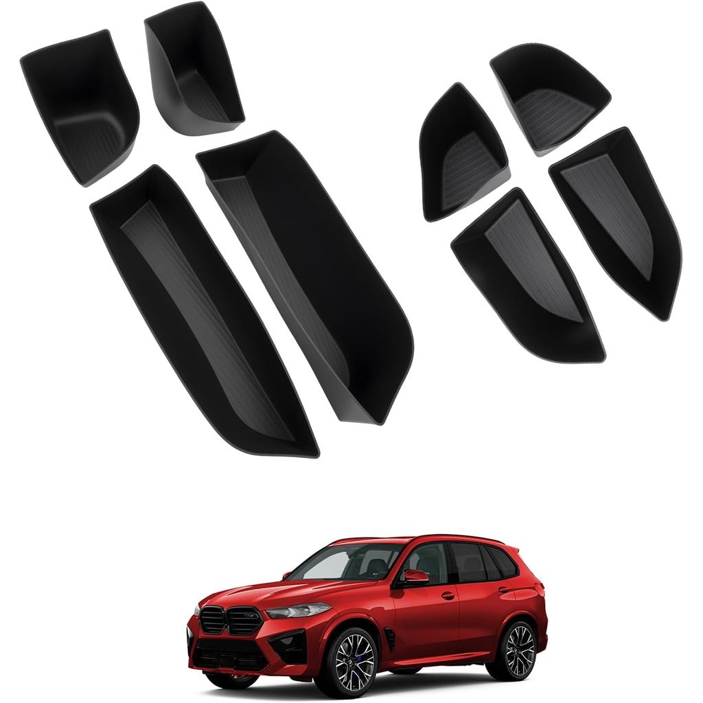 ประตูด้านข้างสําหรับ 2019-2024 BMW X5 ด้านข้างกล่องเก็บด้านหน้าและด้านหลังรถ Slot ถาด Organizer สีดํ