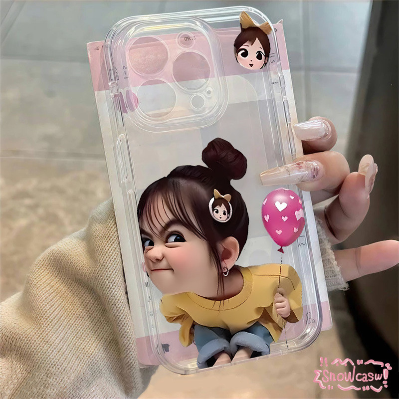 เคส Oppo A17 A16 A18 A7 A55 A38 A15 A54 A76 A54s A3s A53 A58 A16K A9 A57 A16E A17K Reno 10 สาวมุ่ยขี้เล่น ปกอ่อนโปร่งใส - รูปที่ 5