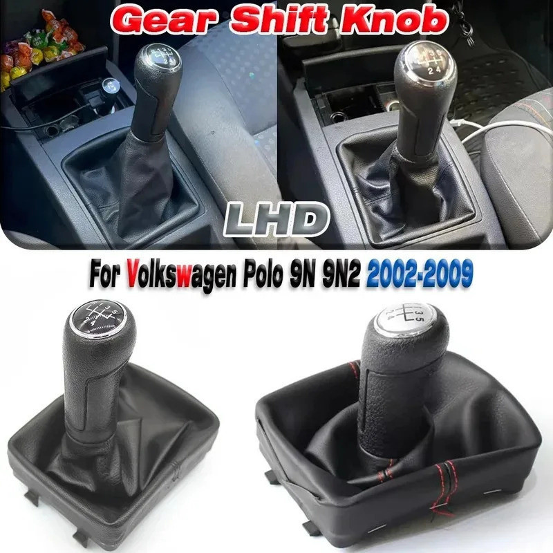 สําหรับ Volkswagen VW Polo 9N 9N2 2002 2003 2004 2005 2006 2007 2008 2009 หนังเกียร์ Shift Knob Leve