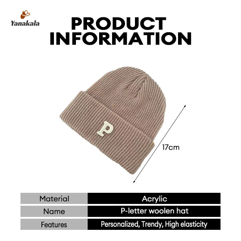 COD🚚เวอร์ชั่นเกาหลี ตัวอักษร P หมวกไหมพรม แฟชั่น อบอุ่น หมวกถัก หมวกกันหนาว สไตล์หวานเย็น-Yanakala - รูปที่ 7