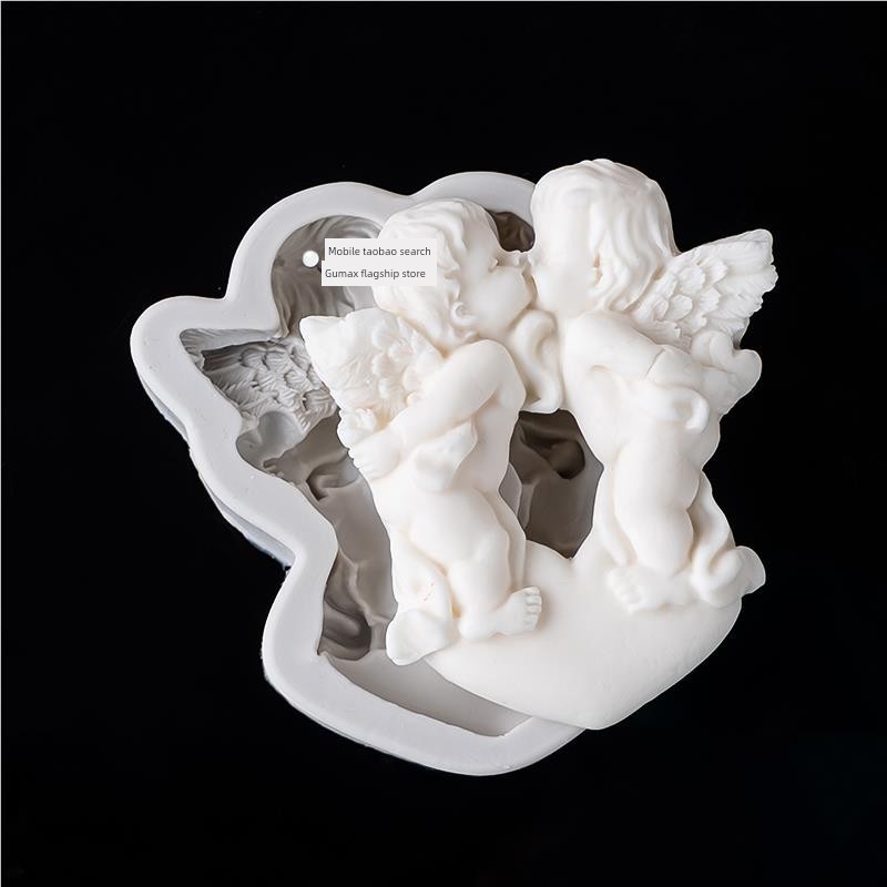 ถ้วยคัพเค้ก ทองคําเปลว 2.14วันวาเลนไทน์ Fondant Dry Pace Chocolate Silicone Mold Kiss Eros Cupid Bak