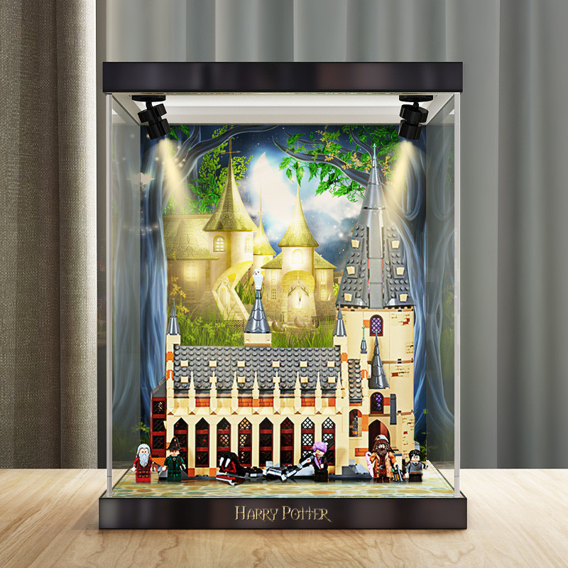 [กล่องแสดงโมเดล] Bingpeng LEGO กล่องแสดงอะคริลิค 75954 Hogwarts Hall Building Blocks ฝาครอบกันฝุ่นโป