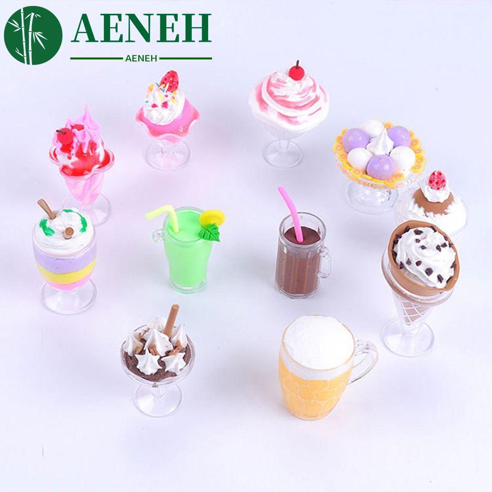 AENEH จาน 17 ชิ้น/เซ็ตพลาสติก DIY ของเล่นแผ่น Goblets Dollhouse Decor