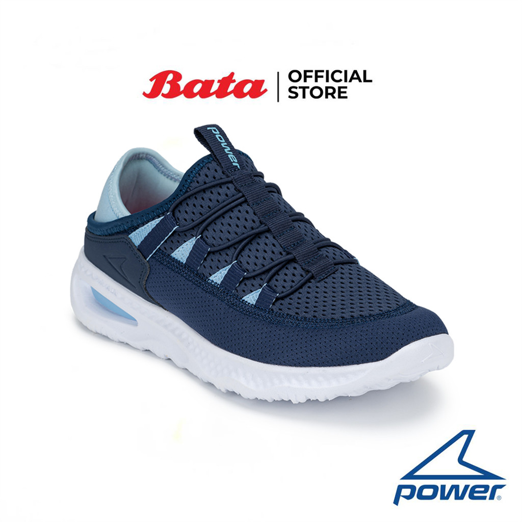 Bata b.a.t.a Power รองเท้าผ้าใบผูกเชือกผู้หญิง PRIME WALK 100 LACE V4 (ขาว/น้ำเงิน)