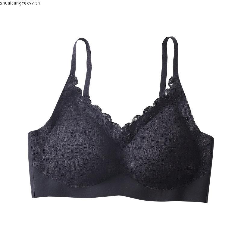 B'me เสื้อชั้นในมีโครง level 1 ฟองบาง รุ่น ME1C66 สีชมพูกุหลาบ สีดำ (ลูกไม้ลาย Holly hock) New M.9