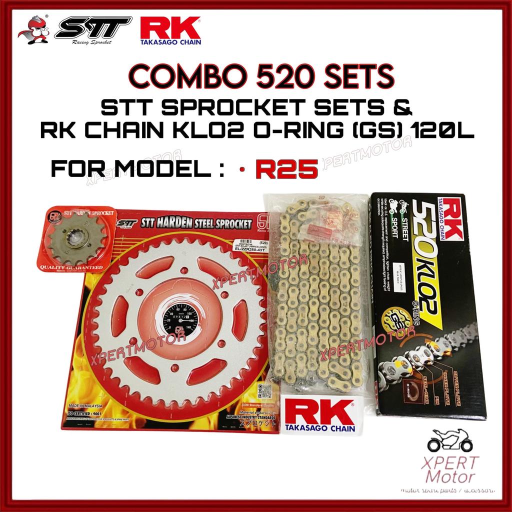 RK 520 ORDING R25 ชุดเกียร์ Yamaha พร้อม RK 520 Oring Chain Japan