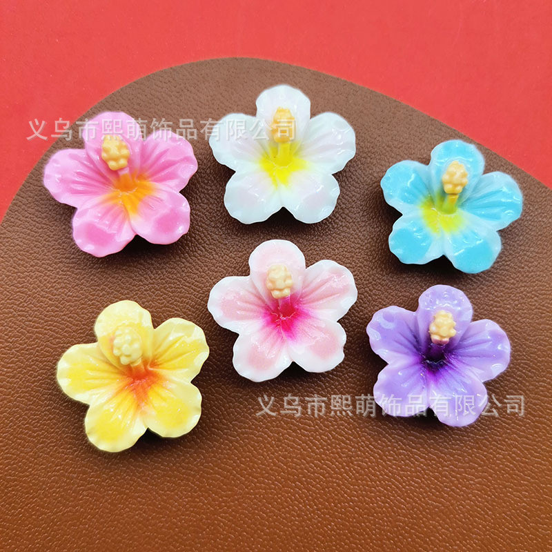 10 ชิ้น ดอกไม้เรซิ่นGLOSSYสีเนคทาร์เกรเดียต5กลีบ DIYสำหรับกิ๊บติดผมและเคสโทรศัพท์_patch