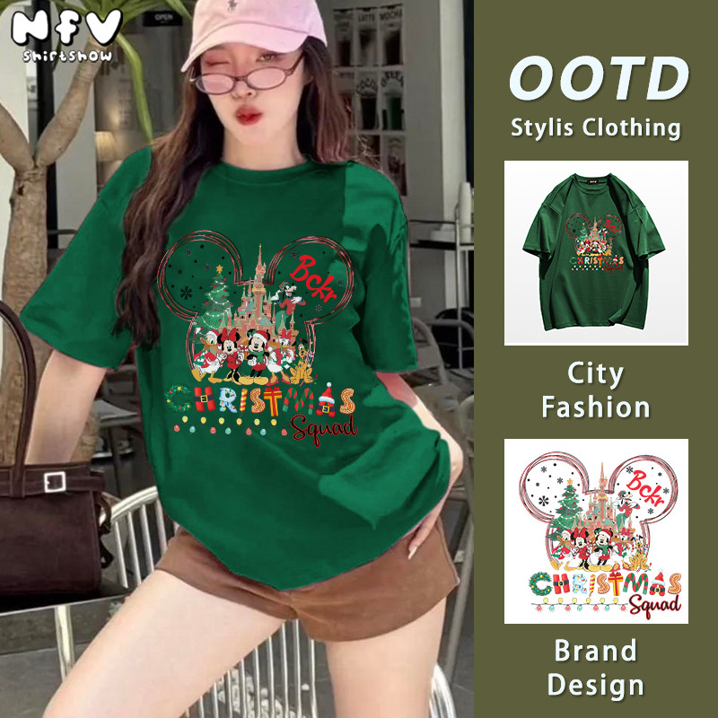 [จัดส่งตลอด 24 ชั่วโมง] NFV ใหม่ล่าสุด🎅ลายพิมพ์การ์ตูนแอนิเมชัน oversized ลำลองแมทช์ลุคง่าย Christmas YG2851