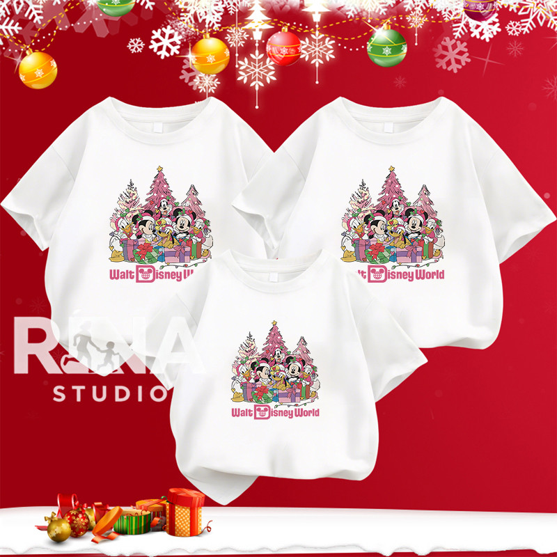 🔥พร้อมส่ง&COD🔥RINA STUDIO เทศกาลคริสต์มาส เสื้อทีมงานปาร์ตี้ เสื้อสีแดง 2026 ครอบครัว คอกลม Christmas t-shirt A1109#17