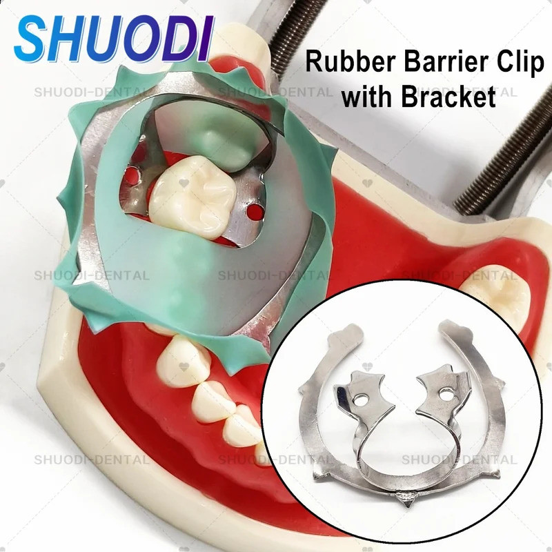 Dental Clip Rubber Dam Clamps clip with Bracket Holder Dental Rubber Dam Clamp Clip