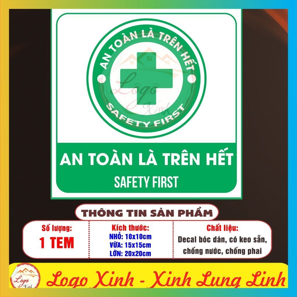 (SQUARE) Safety First, Safety First, Company Office Decorative Sticker, รูปลอกกันน้ําพร้อมกาวล่วงหน้