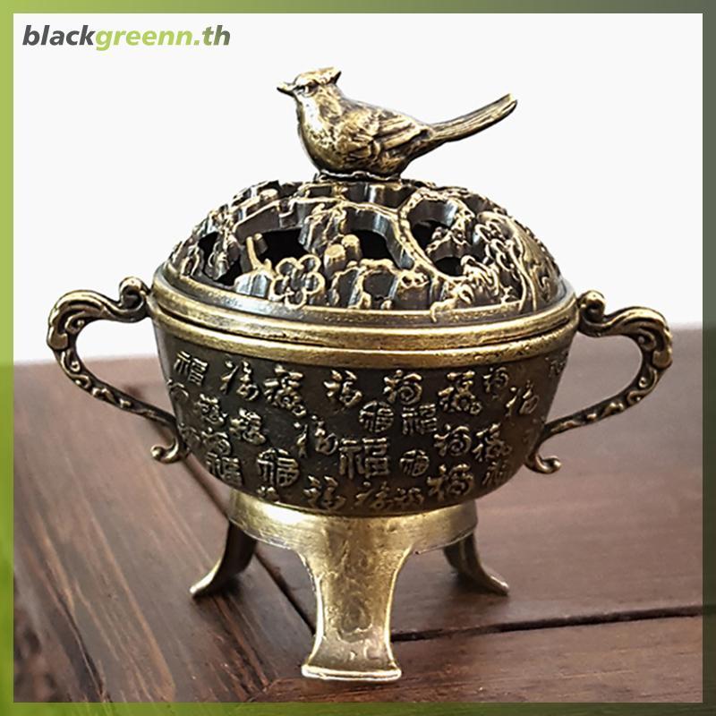 BGREE Magpie Lucky กระถางธูปโลหะ Lotus กระถางธูปชามผู้ถือธูปพร้อมที่จับโยคะสมาธิตกแต่งบ้านสไตล์โบราณ