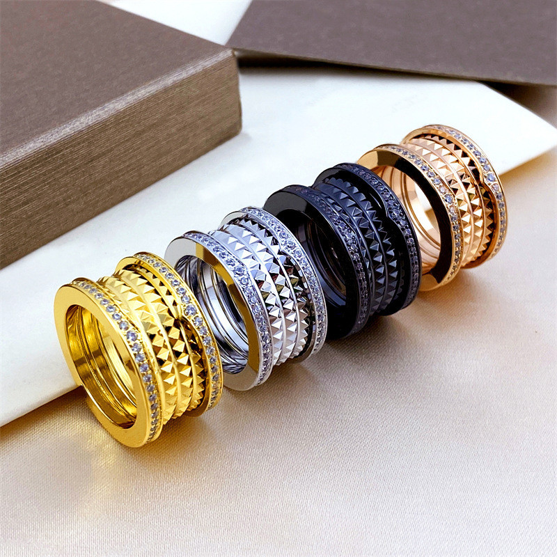 แหวนคู่.Black Diamond พิมพ์ลายเพชรวิลโลว์ สแตนเลสสตีลไทเทเนียม ออกแบบเฉพาะสำหรับEuropean-American