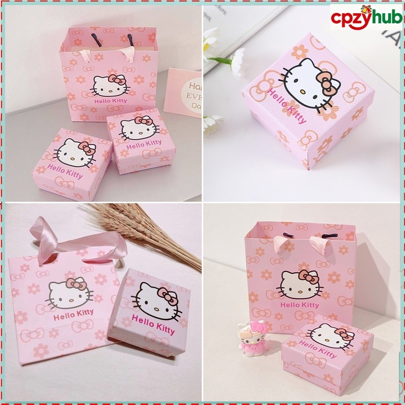 การ์ตูน Kt Cat เครื่องประดับกล่องบรรจุภัณฑ์สําหรับสร้อยคอและแหวนสาวของขวัญวันเกิดอุปกรณ์