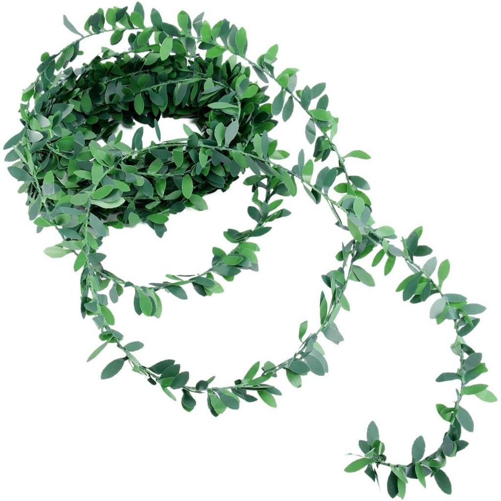 Ciieeo 7.5m ประดิษฐ์ Vines สีเขียว Leaf Wall Decor จําลอง Vine Garland สําหรับปาร์ตี้แขวน Vines สําห