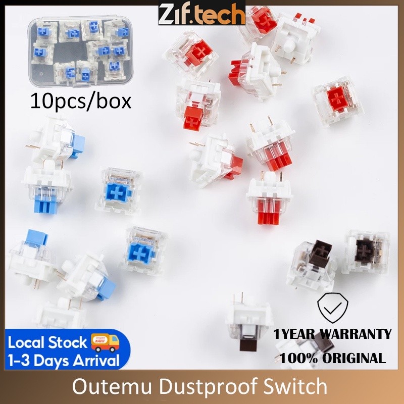 ZIFRIEND Outemu 10pcs Mechanical Keyboard Switch 3/pin Blue Red Brown Switches Dustproof Customized