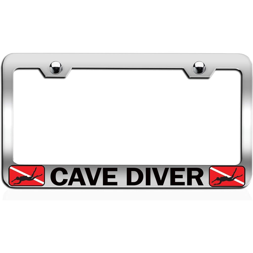 CAVE Diver ดําน้ํา Chrome Steel Auto SUV กรอบป้ายทะเบียนผู้ถือแท็ก, G81