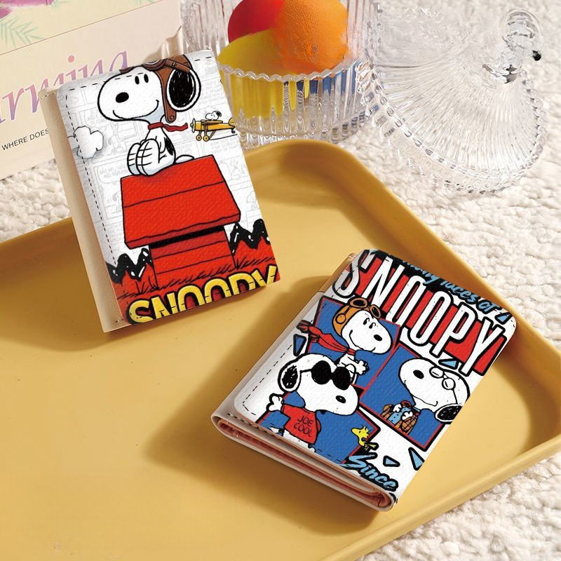 MQ Snoopy In-Style สามพับ กระเป๋าสตางค์หลายชั้น พกพาสะดวก