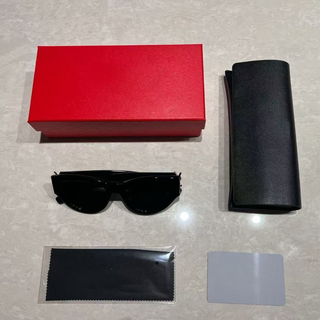 1: 1 Original Standard Real Shot, คลาสสิกโลโก้ขนาดใหญ่อินเทรนด์ Cat Eye แว่นตากันแดดป้องกันรังสีอัลต