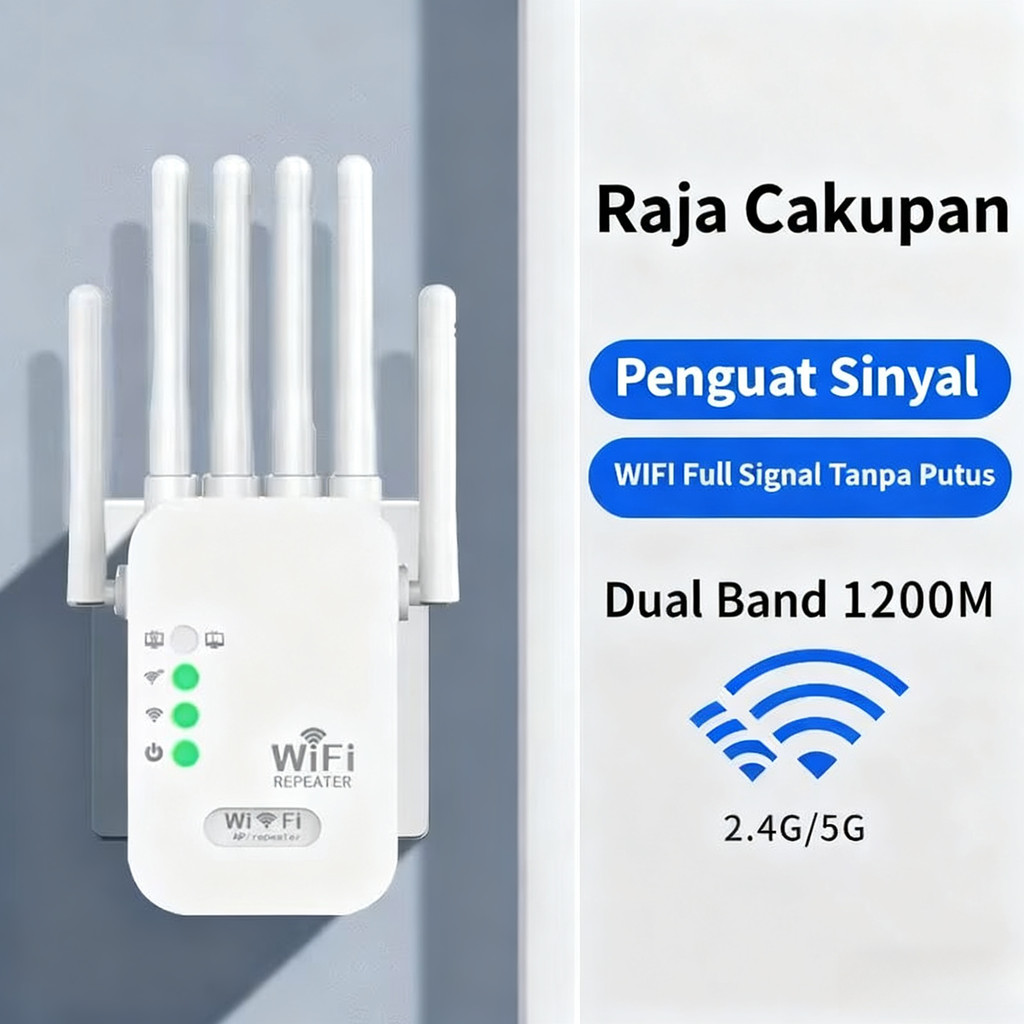 1200Mbps Wifi Repeater Dual-band 2.4GHz/5GHz 6 เสาอากาศ Wireless Range Extender Router เครื่องขยายสั