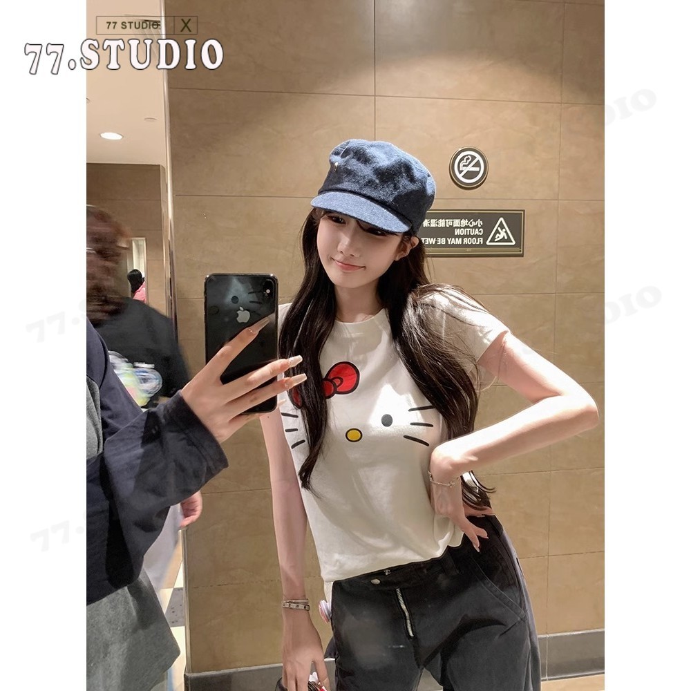 (พร้อมส่งจากกทม มาถึงใน 2วัน）เสื้อครอป cotton t shirt ลายการ์ตูน สีขาว แขนสั้น เสื้อเชิ้ตผู้หญิง baby tee S-XL รูปที่ 8
