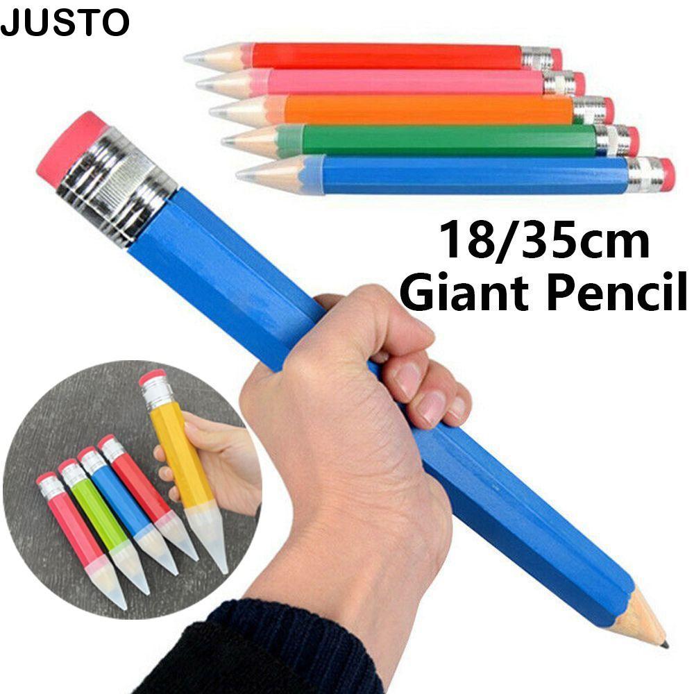 JUSTO ดินสอใหญ่, ไม้ 18/35 ซม. ดินสอยักษ์, แฟชั่นพร้อมยางลบ Performance Prop ของเล่นแปลกใหม่ดินสอขนาดใหญ่จิตรกร