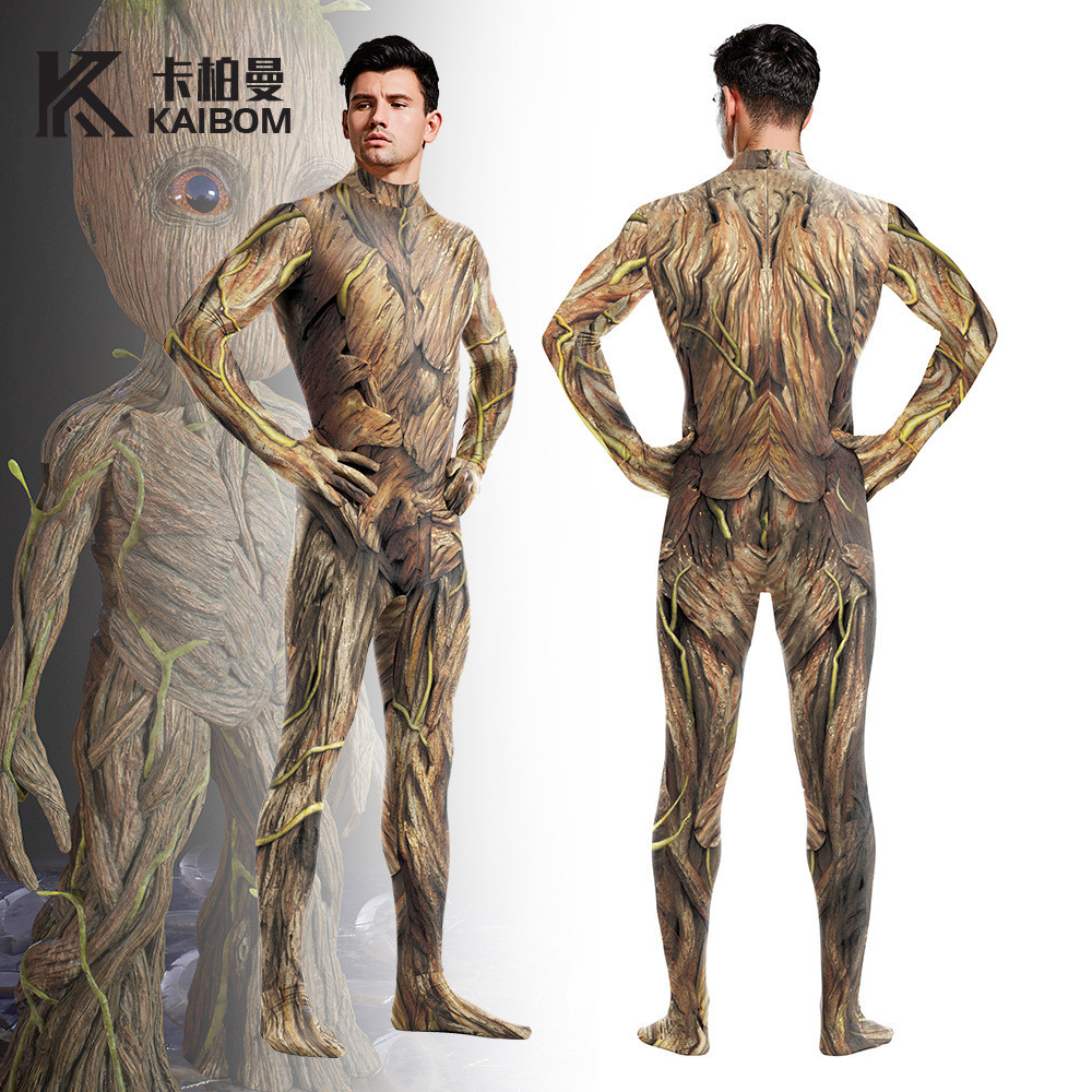 ชุด.Cosplay.Groot.Jumpsuit.สำหรับผู้ใหญ่.การออกแบบสองมิติที่กระชับและสวยงาม