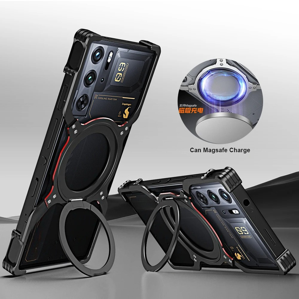 โลหะหรูหราสําหรับ Redmagic 8 9 10 Air 11 Pro 9Pro Plus 11 Air Cases อลูมิเนียมฝาครอบกันชนสามารถชาร์จ