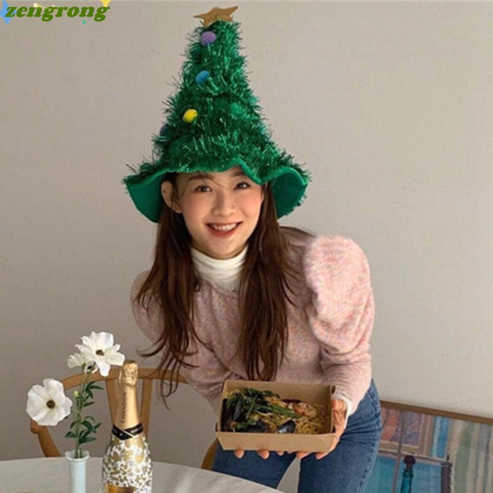 หมวกต้นคริสต์มาสดอกไม้สายน้ำฝน สไตล์แฟชั่นวันหยุดสำหรับเด็กหญิง พร้อมประดับดาวและทินเซล