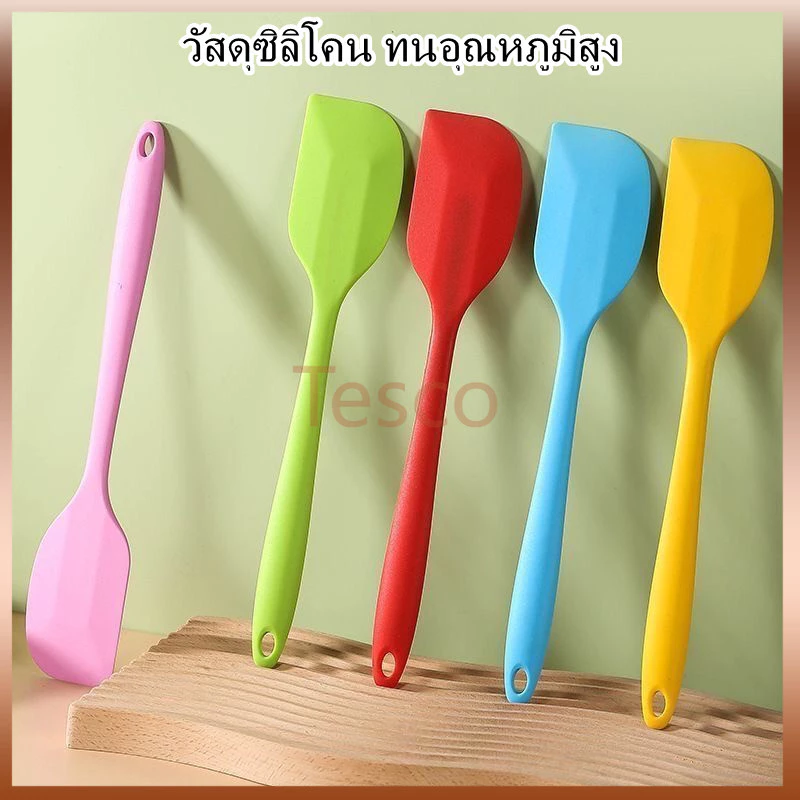 Tesco ไม้พายซิลิโคนสำหรับอบขนมเกรดอาหาร ไม้พายครีมแบบนุ่มพร้อมที่ขูดในตัว