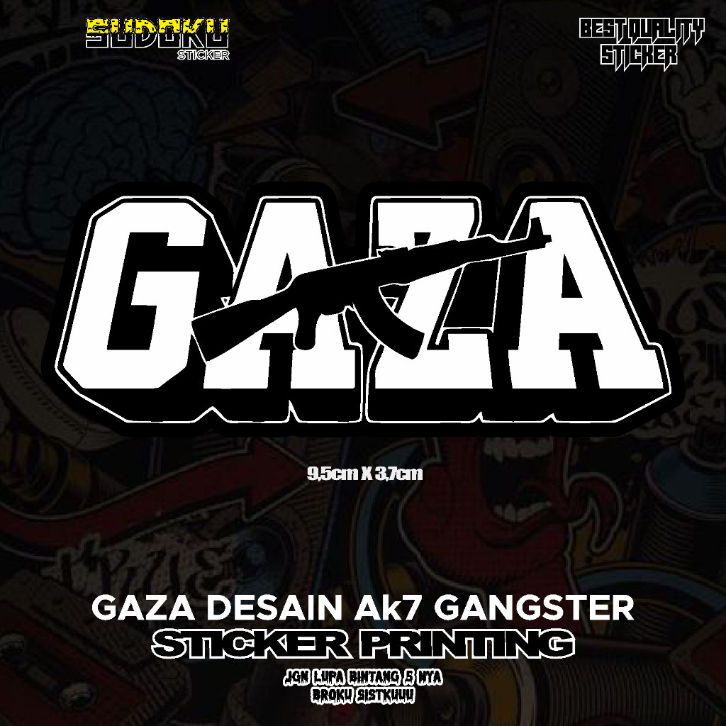 สติ๊กเกอร์สติ๊กเกอร์พิมพ์โลโก้ GAZA GANGSTER DESIGN AK7 VIRAL FYP AESTHETIC