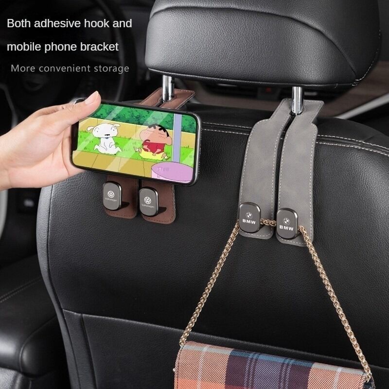 1/2Pcs Ford Car Seat Back Hook หนังยางคู่ตะขอรถด้านหลังที่นั่งด้านหน้าแขวน As ผู้ถือโทรศัพท์สําหรับ Ford Ranger Raptor T9 T6 T7 T8 Everest Focus Fiesta Kuga Mustang Ecosport
