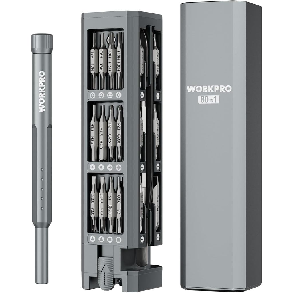 WORKPRO ชุดไขควงแม่นยํา 60-in-1 พร้อมเคสแม่เหล็ก Pop-up ไขควงเล็ก CRV ที่ได้รับการจัดระเบียบอย่างดี 