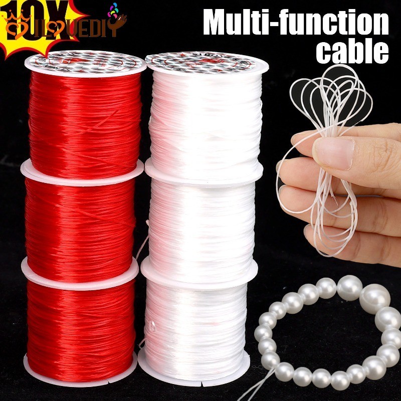 [HGB]สายไฟประดับด้วยลูกปัด 10 ชิ้นสําหรับทําเครื่องประดับ | สายยางยืดด้ายยืดที่แข็งแกร่ง ทําเอง สร้อ