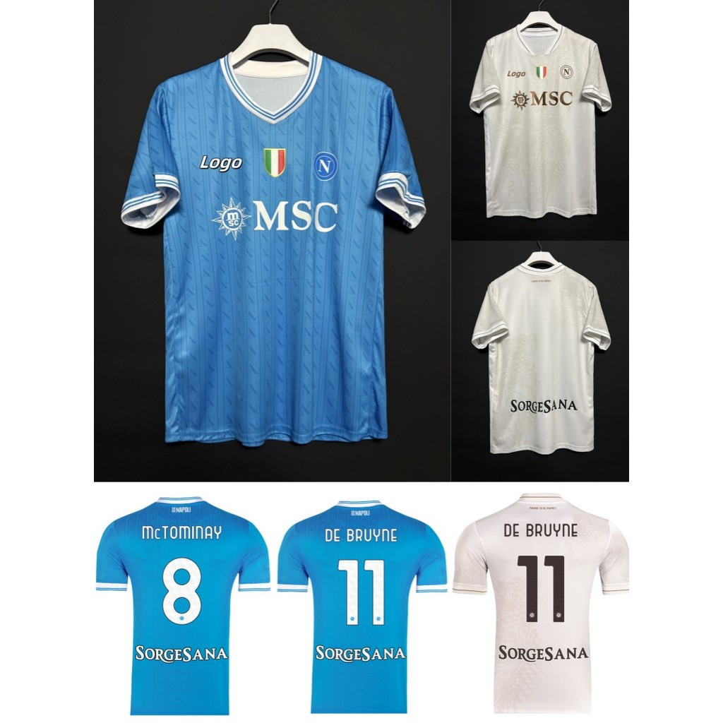 เสื้อบอลแขนสั้น Napoli สำหรับบ้านและเยือน ออกแบบระบายอากาศดี