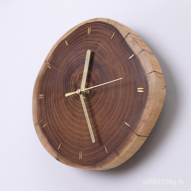 Log Wall Clock นาฬิกาแขวนผนังแบบมินIMAL จากไม้เนื้อแข็ง เหมาะสำหรับห้องนอนและห้องนั่งเล่น O3LO