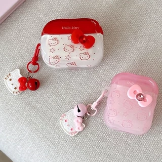 หูฟังสําหรับ Airpods 4 Pro 3 2 1 Girly Sweet Cherry Hello Kitty Melody ผีเสื้อดอกไม้สีสันสดใส Soft TPU กันกระแทกบลูทูธไร้สายหูฟังพร้อมจี้ป้องกันการสูญหาย