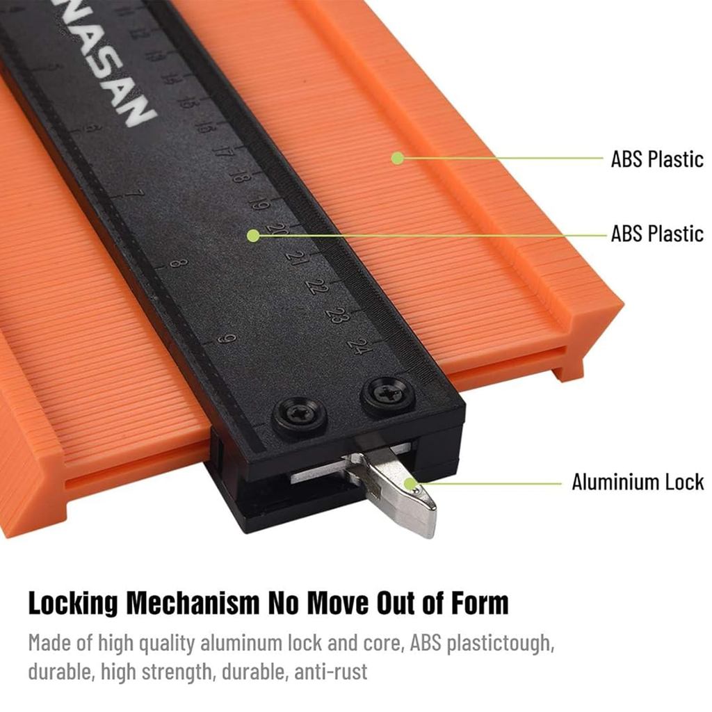 Contour Gauge with Lock|10+5 Inch Construction Rulers Measure Tool for Corners and Contoured, Handym