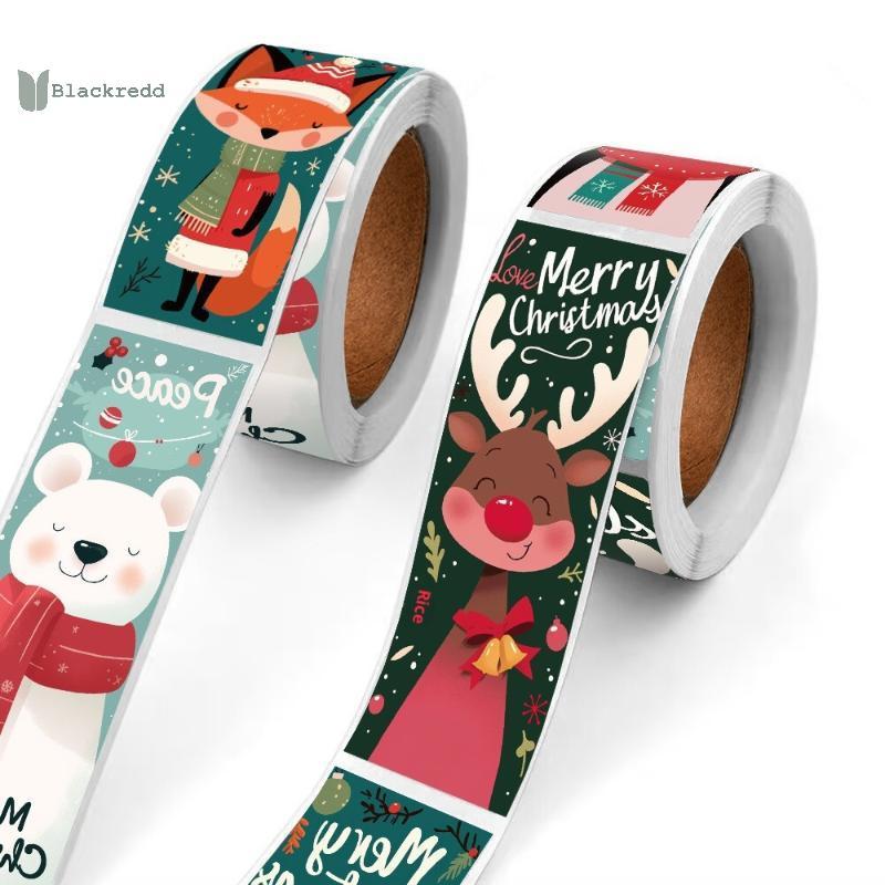 BRED 120 ชิ้นสติ๊กเกอร์คริสต์มาสม้วน - น่ารัก Santa Polar Bear, Merry Christmas- สําหรับห่อของขวัญ, บรรจุภัณฑ์ - โดยกระดาษ