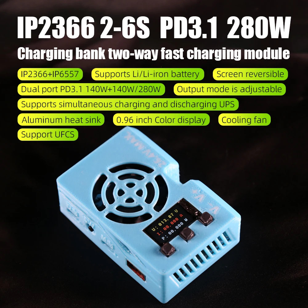 Ip2366 Pd3.1 280w/140w + 140w Powerbank เมนบอร์ด Li/li-iron 21700/18650 2s/3s/4s/5s/6s 0.96 นิ้วหน้า