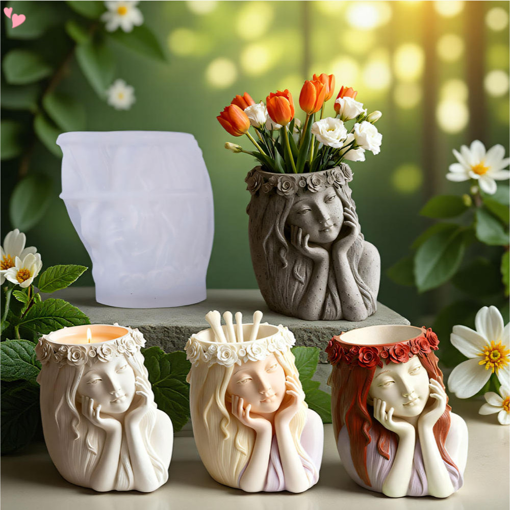 กระถางดอกไม้ซิลิโคนและพลาสเตอร์ฉ่ำ สุดยอดแม่พิมพ์สำหรับงานฝีมือ DIY เช่น แจกันและคอนกรีต