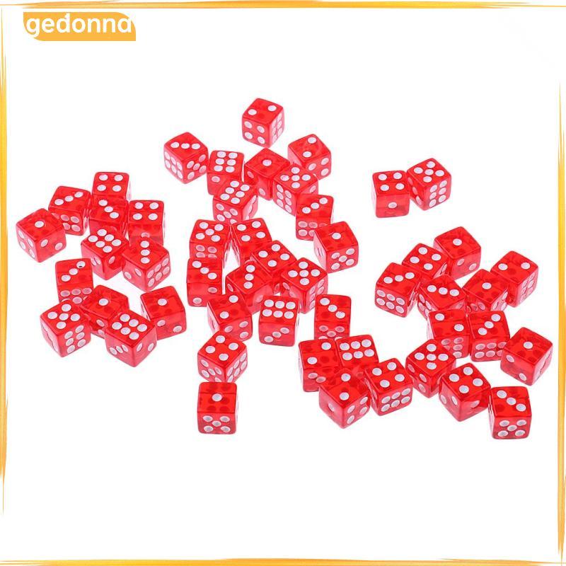[gedonna] 50 ชิ้นอะคริลิค 6 จุดด้านข้างลูกเต๋า D6 สําหรับ RPG การเล่นตามบทบาท KTV เกมกระดาน