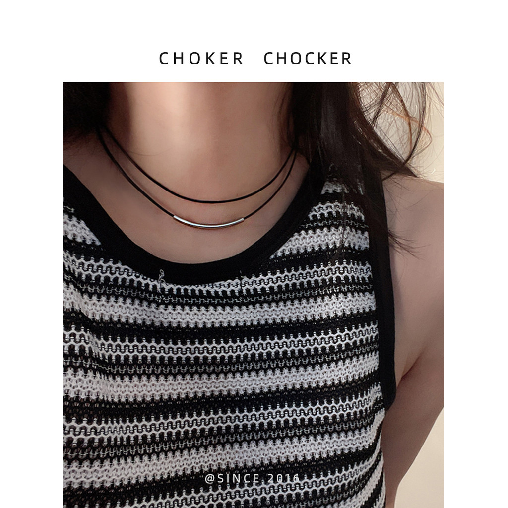 สร้อยมุก สร้อยคอยาว สร้อยคอ Choker Black Female Niche Design All-Match