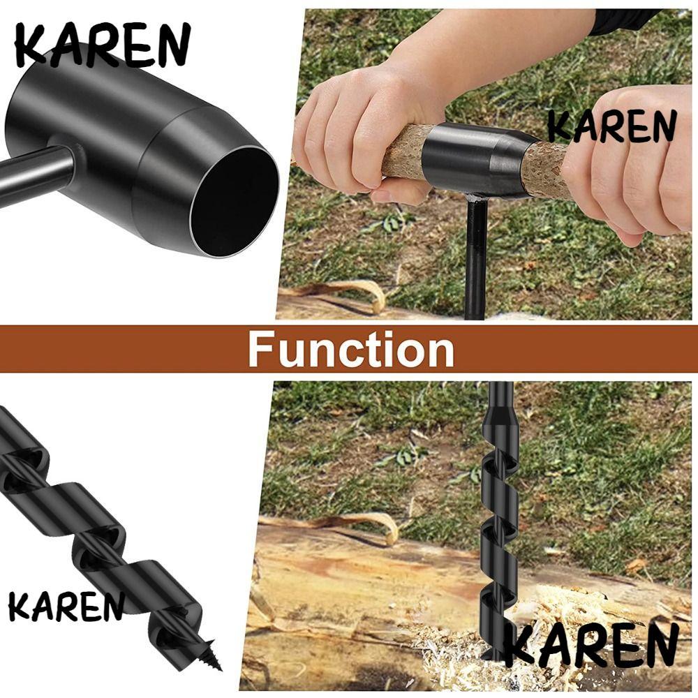 KARENGOODS สว่านมือ เหล็กคาร์บอนกลางแจ้ง เครื่องมือเจาะไม้ สว่าน Auger